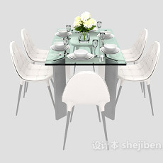 玻璃餐桌椅3d模型下载