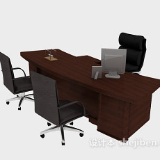 简约红木办公桌3d模型下载
