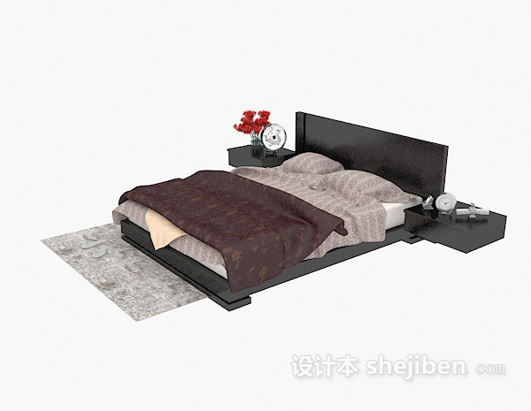 现代实木家具床