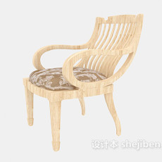 简约实木欧式休闲椅3d模型下载