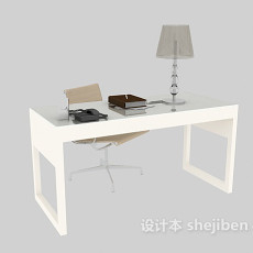 简易白色书桌3d模型下载