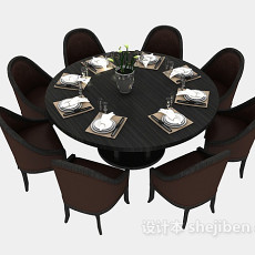 餐桌餐椅组合3d模型下载