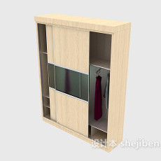 现代实木衣柜3d模型下载