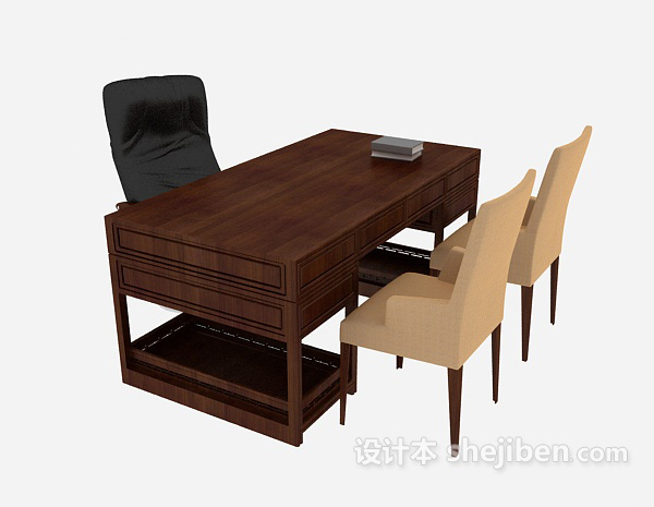 棕色实木办公桌
