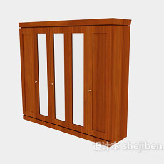 大型实木衣柜3d模型下载