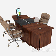 简约现代办公桌3d模型下载