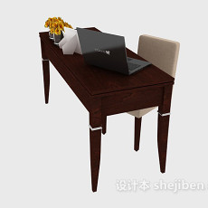 简约书桌椅3d模型下载