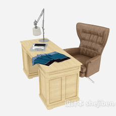 简欧风格书桌椅子3d模型下载