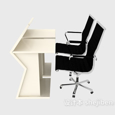 实木办公桌椅组合3d模型下载