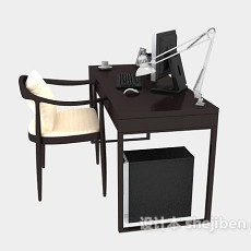 现代书桌电脑3d模型下载