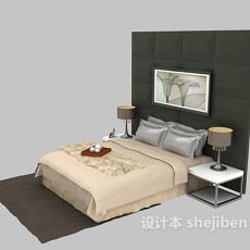 家居双人床3d模型下载