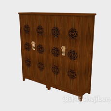 中式风格木质衣柜3d模型下载