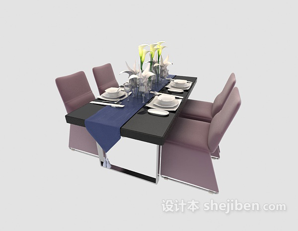 时尚温馨餐桌3d模型免费下载