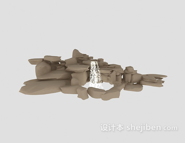 设计本假山流水3d模型下载