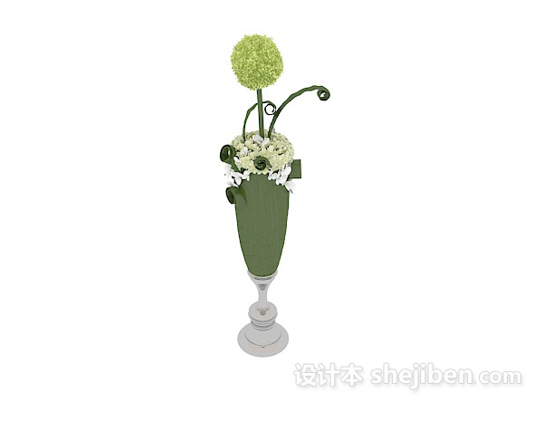 绿色花瓶摆件3d模型下载