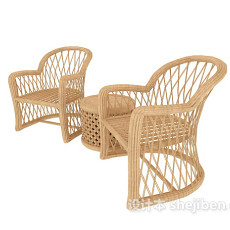 双人藤椅3d模型下载