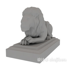 狮子雕塑3d模型下载