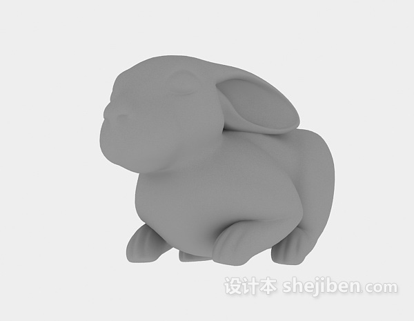 现代风格兔子动物雕塑3d模型下载