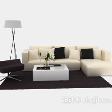 经典的现代简约沙发茶几组合3d模型下载