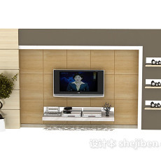 现代电视背景墙3d模型下载