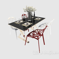 田园风格餐桌3d模型下载