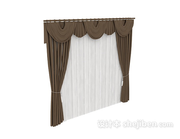 单色欧式窗帘max窗帘3d模型下载