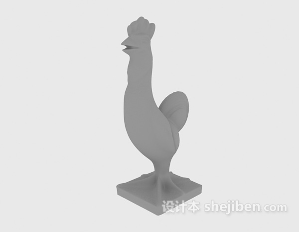 小公鸡雕塑3d模型下载