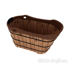 木桶浴缸3d模型下载