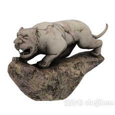十二生肖的雕塑老虎3d模型下载