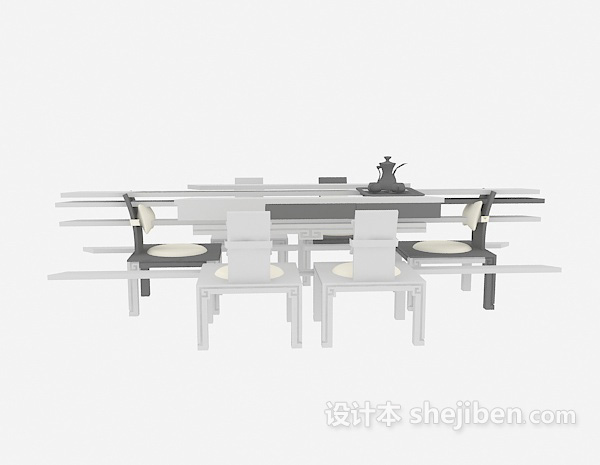中式风格中式桌椅组合家具3d模型下载