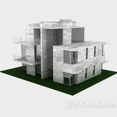 现代风格白色别墅3d模型下载