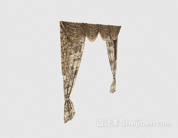 欧式古典花纹窗帘3d模型