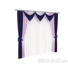 紫色窗帘max窗帘3d模型下载