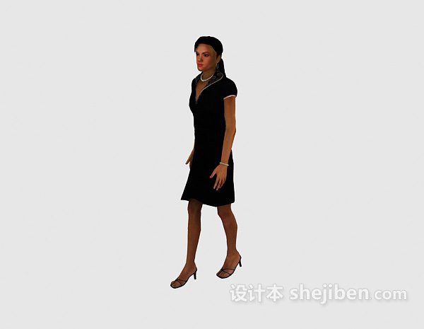 黑色衣服女人3dmax人物模型下载