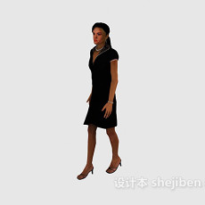 黑色衣服女人max人物3d模型下载