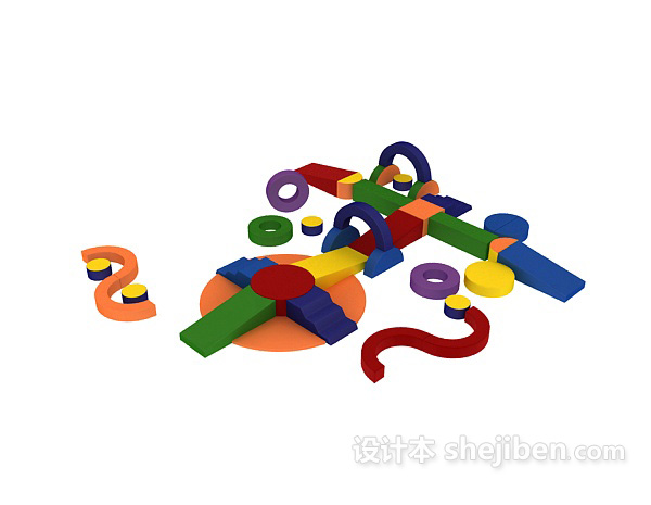 蓝色儿童玩具模型 3d模型下载