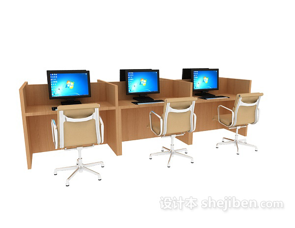 现代风格办公室桌椅3d模型下载