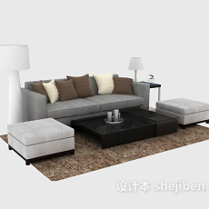 明亮温馨现代沙发组合3d模型下载