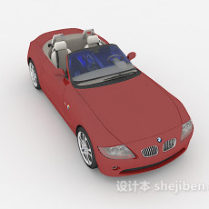 红色敞篷max汽车3d模型下载