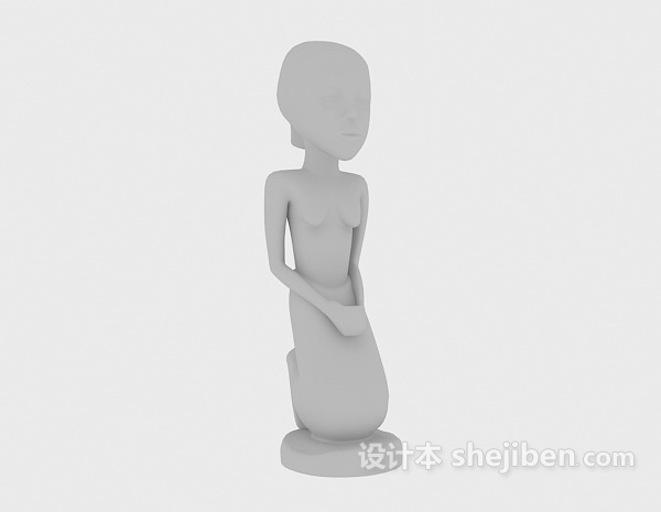 现代风格古代人物雕塑3d模型下载