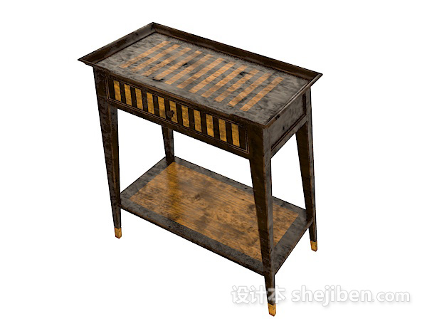 中式风格木质儿童房石桌3d模型下载