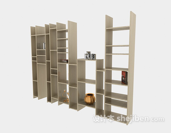 白色调现代博古架展示柜装饰柜3d模型下载