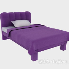 现代单人床床的3d模型下载