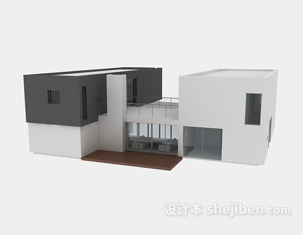 现代欧式别墅外观3d模型下载