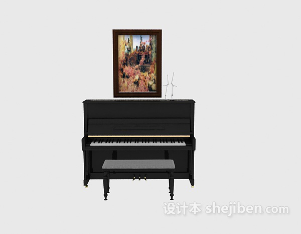 免费油画黑色钢琴3d模型下载
