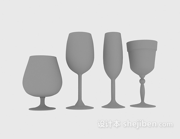 设计本高脚杯酒杯3d模型下载