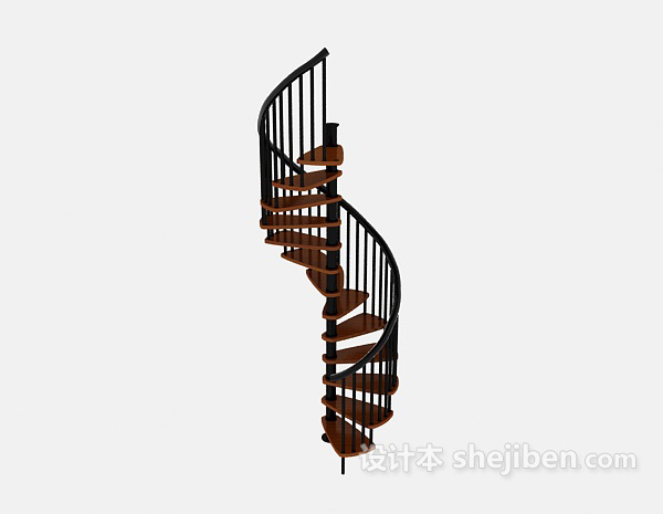 设计本铁艺旋转楼梯3d模型下载