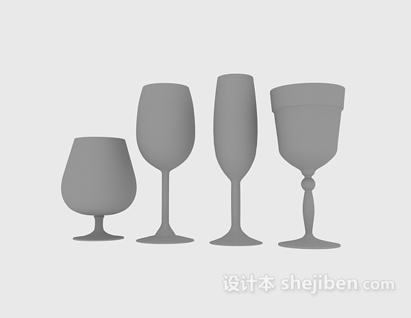 现代风格高脚杯酒杯3d模型下载