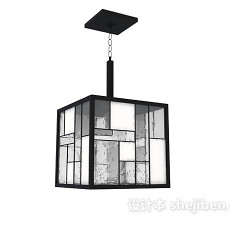 中式玻璃吊灯3d模型下载