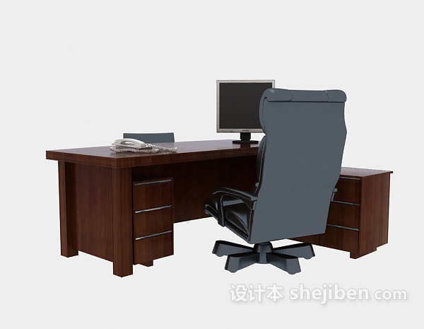 设计本办公桌3d模型下载